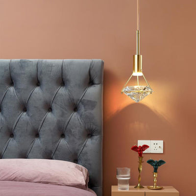 Moderne Luxuskuppel Diamant Vollkupfer Kristall 1 - Licht Pendelleuchte für Esszimmer 