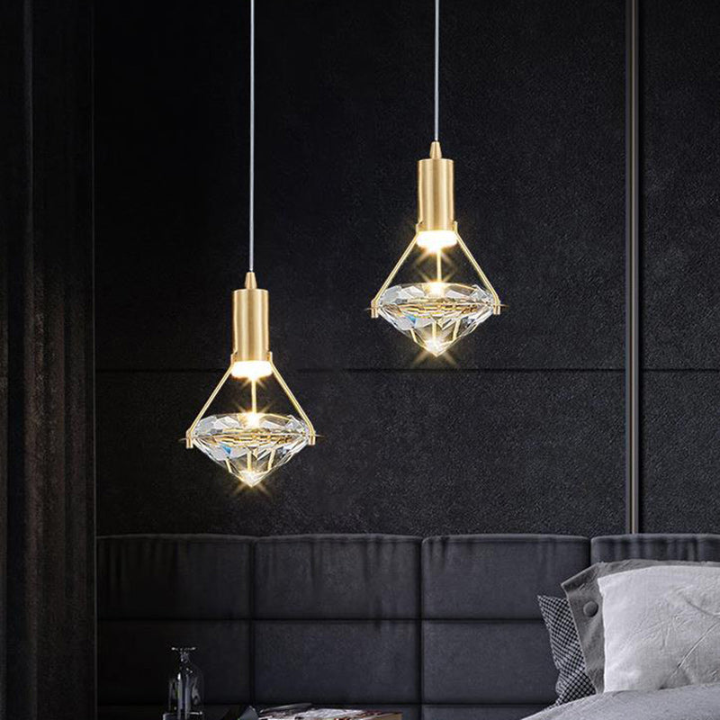 Moderne Luxuskuppel Diamant Vollkupfer Kristall 1 - Licht Pendelleuchte für Esszimmer 