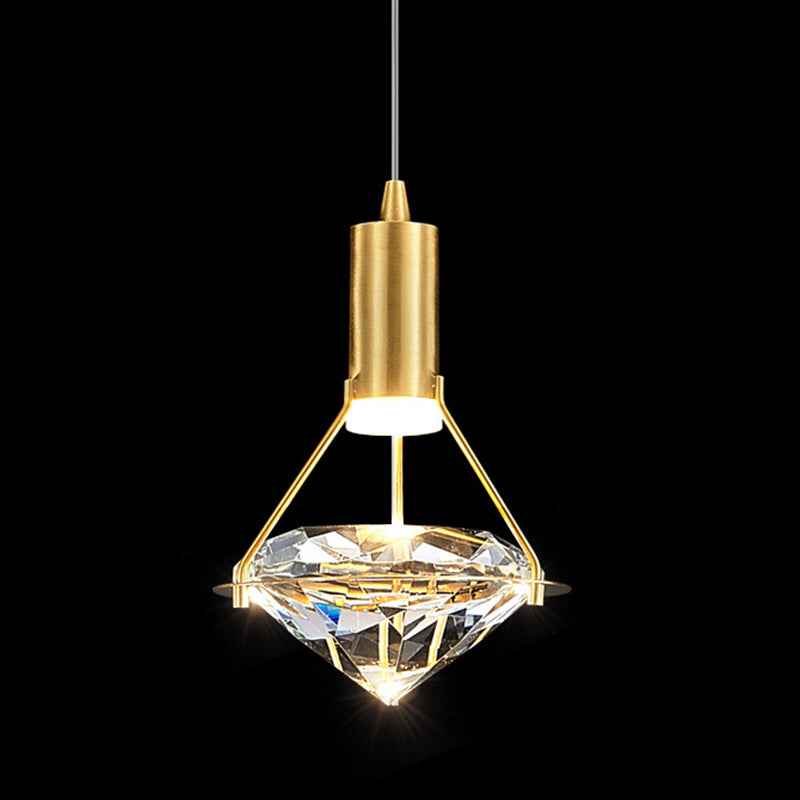 Moderne Luxuskuppel Diamant Vollkupfer Kristall 1 - Licht Pendelleuchte für Esszimmer 