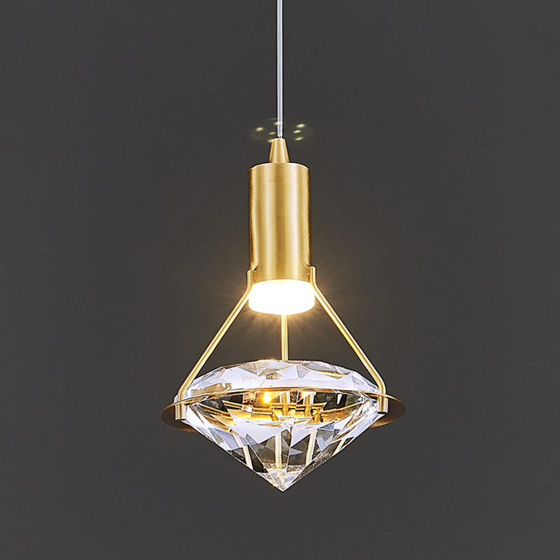 Moderne Luxuskuppel Diamant Vollkupfer Kristall 1 - Licht Pendelleuchte für Esszimmer 