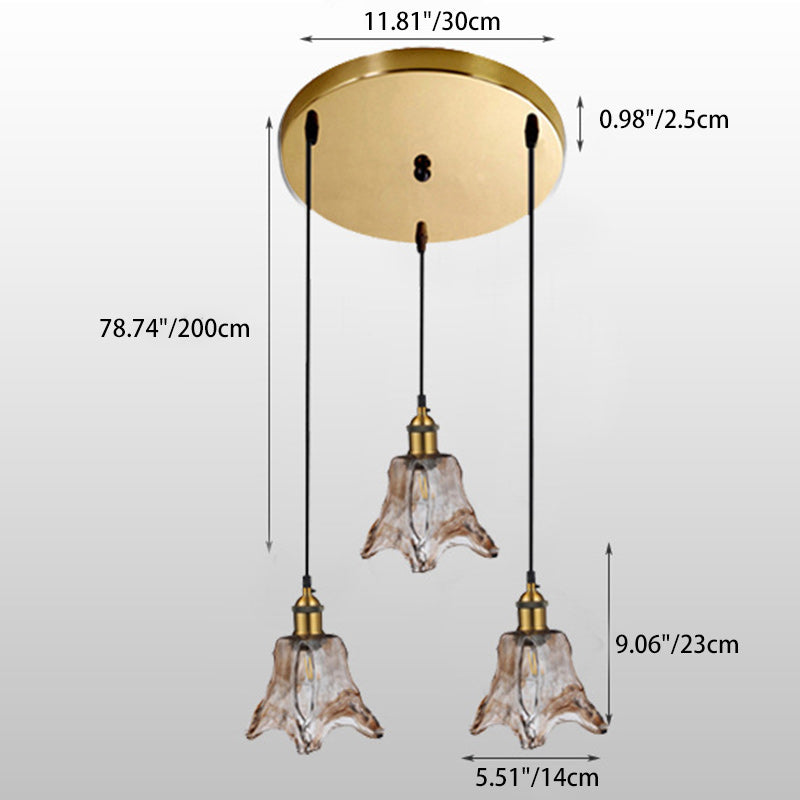 Zeitgenössischer nordischer transparenter Glasschirm Hardware 3 - Licht Kronleuchter für Esszimmer 