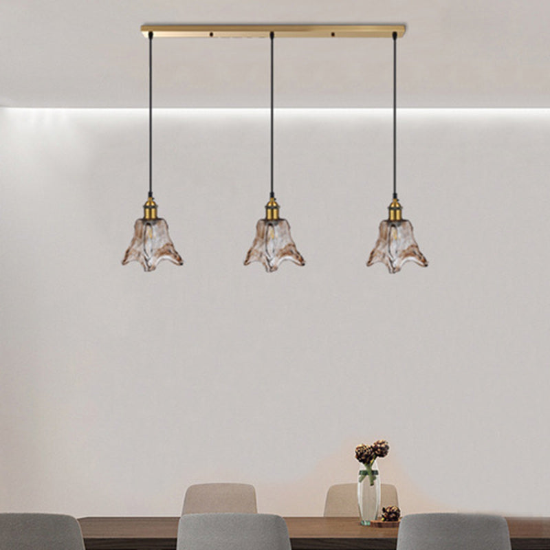 Zeitgenössischer nordischer transparenter Glasschirm Hardware 3 - Licht Kronleuchter für Esszimmer 