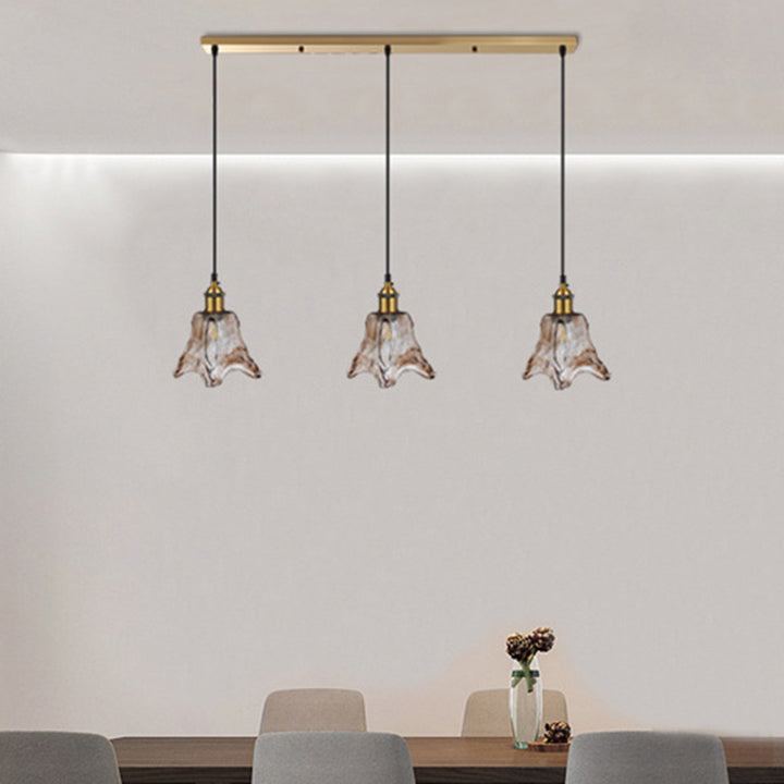 Zeitgenössischer nordischer transparenter Glasschirm Hardware 3 - Licht Kronleuchter für Esszimmer 