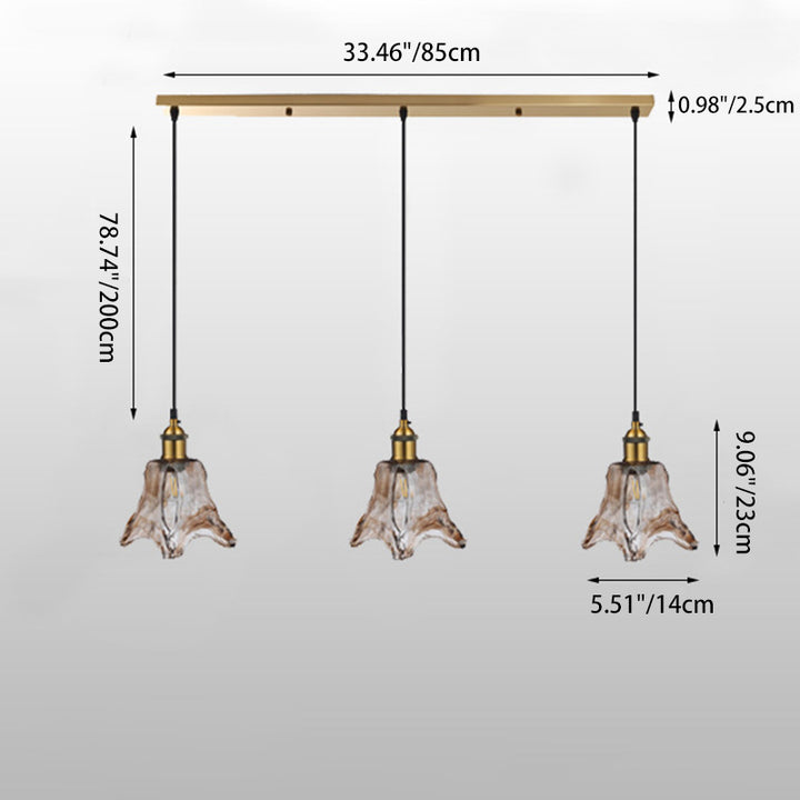 Zeitgenössischer nordischer transparenter Glasschirm Hardware 3 - Licht Kronleuchter für Esszimmer 
