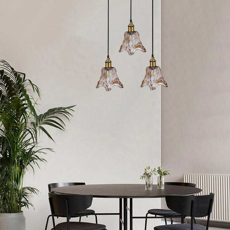 Zeitgenössischer nordischer transparenter Glasschirm Hardware 3 - Licht Kronleuchter für Esszimmer 