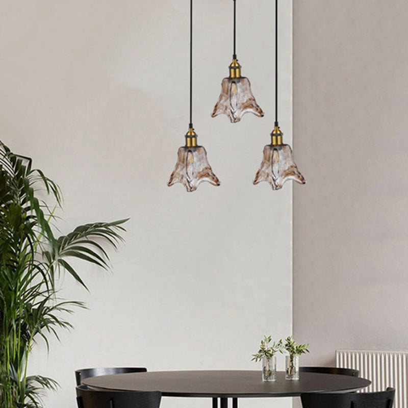 Zeitgenössischer nordischer transparenter Glasschirm Hardware 3 - Licht Kronleuchter für Esszimmer 