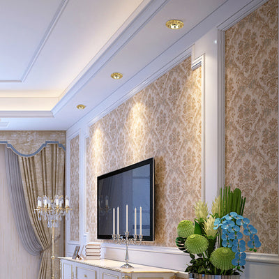 Traditional Chinese Round Brass Aluminum Spotlight LED Flush Mount Ceiling Light For Hallways