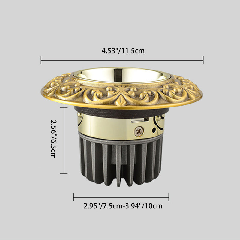 Traditional Chinese Round Brass Aluminum Spotlight LED Flush Mount Ceiling Light For Hallways