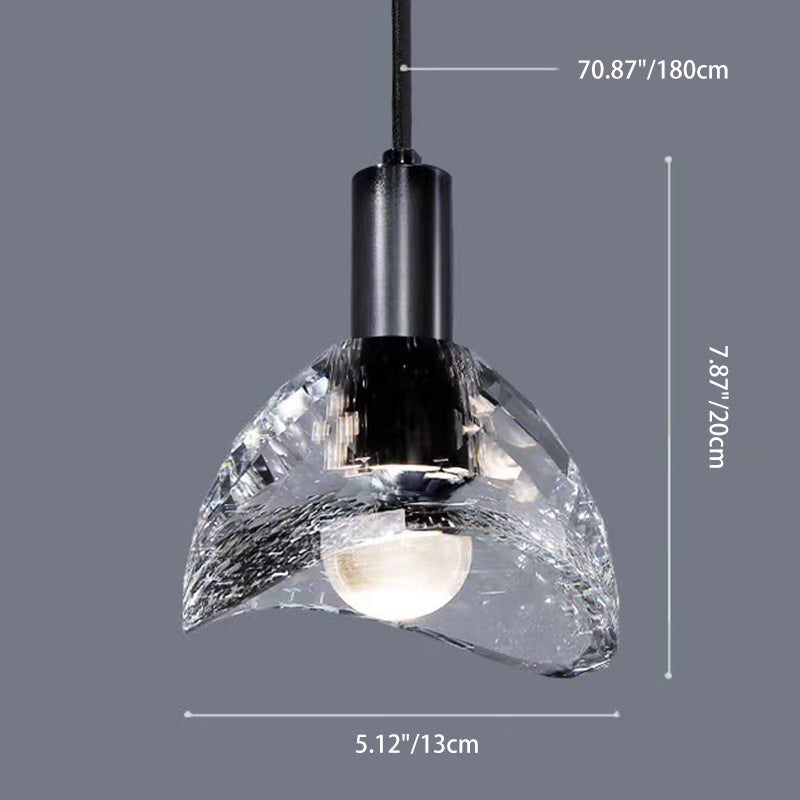 Lustre moderne de luxe en cuivre avec abat-jour en cristal 1 - Lumière suspendue pour salle à manger 