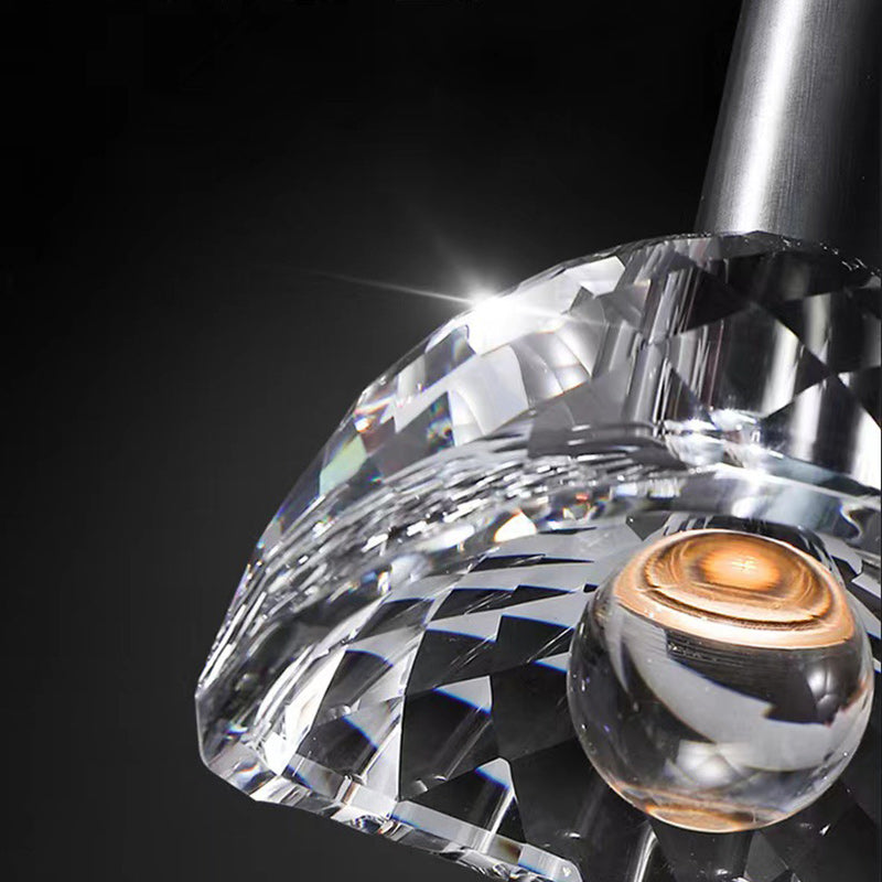 Lustre moderne de luxe en cuivre avec abat-jour en cristal 1 - Lumière suspendue pour salle à manger 