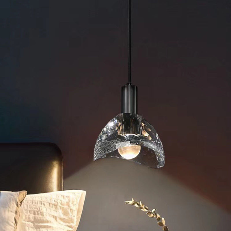 Lustre moderne de luxe en cuivre avec abat-jour en cristal 1 - Lumière suspendue pour salle à manger 
