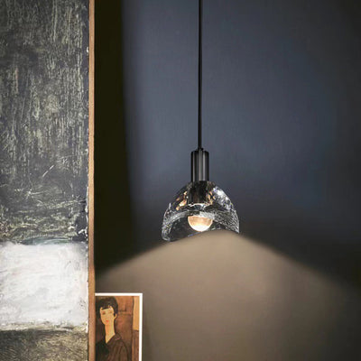 Lustre moderne de luxe en cuivre avec abat-jour en cristal 1 - Lumière suspendue pour salle à manger 
