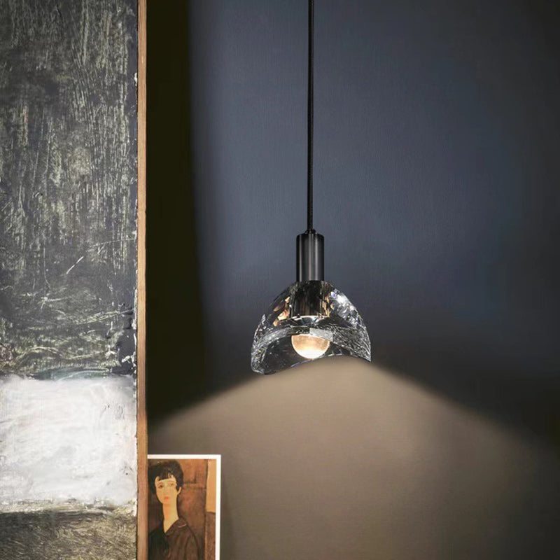 Lustre moderne de luxe en cuivre avec abat-jour en cristal 1 - Lumière suspendue pour salle à manger 