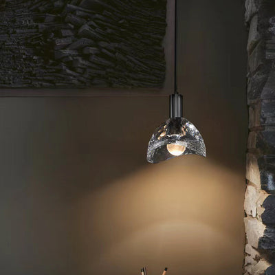 Lustre moderne de luxe en cuivre avec abat-jour en cristal 1 - Lumière suspendue pour salle à manger 