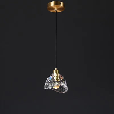 Lustre moderne de luxe en cuivre avec abat-jour en cristal 1 - Lumière suspendue pour salle à manger 