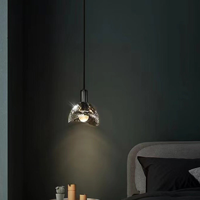Lustre moderne de luxe en cuivre avec abat-jour en cristal 1 - Lumière suspendue pour salle à manger 