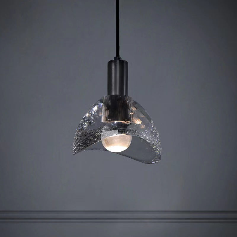 Lustre moderne de luxe en cuivre avec abat-jour en cristal 1 - Lumière suspendue pour salle à manger 
