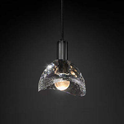 Lustre moderne de luxe en cuivre avec abat-jour en cristal 1 - Lumière suspendue pour salle à manger 