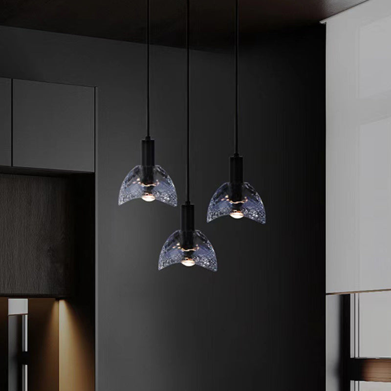 Lustre moderne de luxe en cuivre avec abat-jour en cristal 1 - Lumière suspendue pour salle à manger 