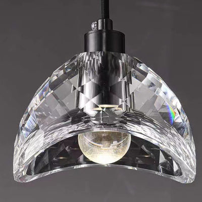 Lustre moderne de luxe en cuivre avec abat-jour en cristal 1 - Lumière suspendue pour salle à manger 
