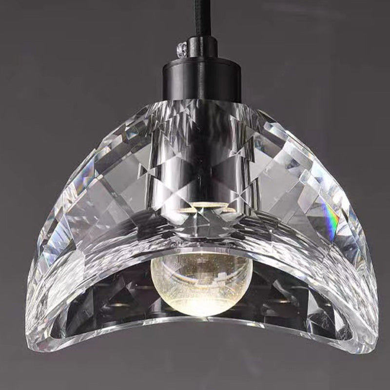 Lustre moderne de luxe en cuivre avec abat-jour en cristal 1 - Lumière suspendue pour salle à manger 