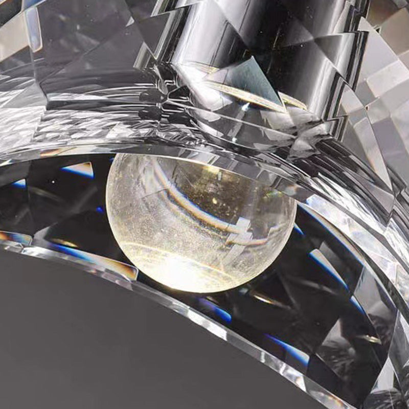 Lustre moderne de luxe en cuivre avec abat-jour en cristal 1 - Lumière suspendue pour salle à manger 