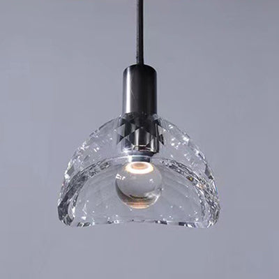 Lustre moderne de luxe en cuivre avec abat-jour en cristal 1 - Lumière suspendue pour salle à manger 