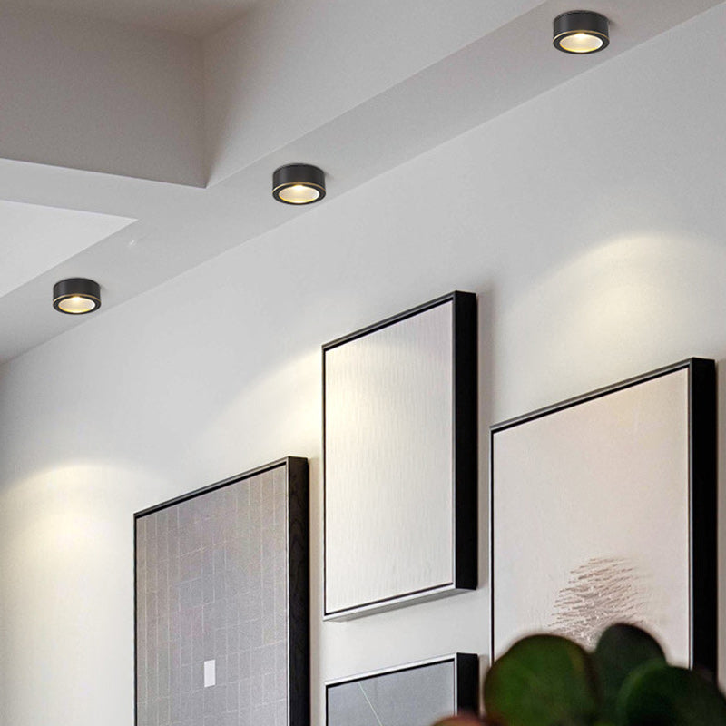 Modern Minimalist Round Full Copper Downlight LED Flush Mount Ceiling Light For Hallways