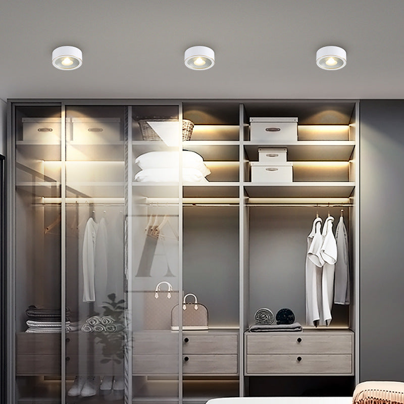 Modern Minimalist Round Full Copper Downlight LED Flush Mount Ceiling Light For Hallways