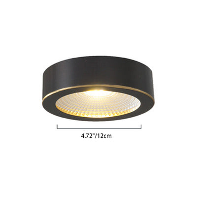 Modern Minimalist Round Full Copper Downlight LED Flush Mount Ceiling Light For Hallways