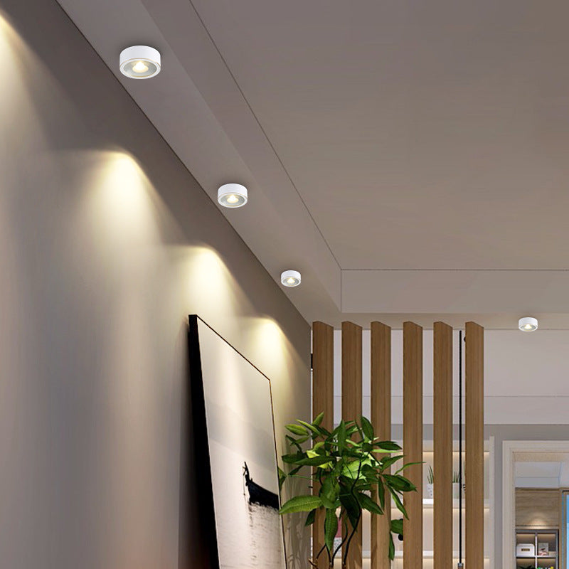 Modern Minimalist Round Full Copper Downlight LED Flush Mount Ceiling Light For Hallways