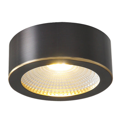 Modern Minimalist Round Full Copper Downlight LED Flush Mount Ceiling Light For Hallways