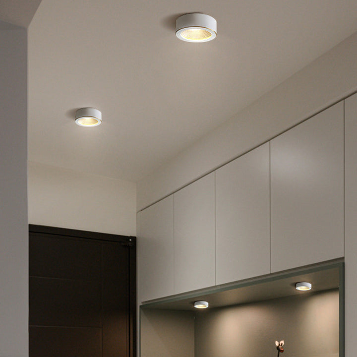 Plafonnier LED encastré rond minimaliste moderne en cuivre pour couloirs 