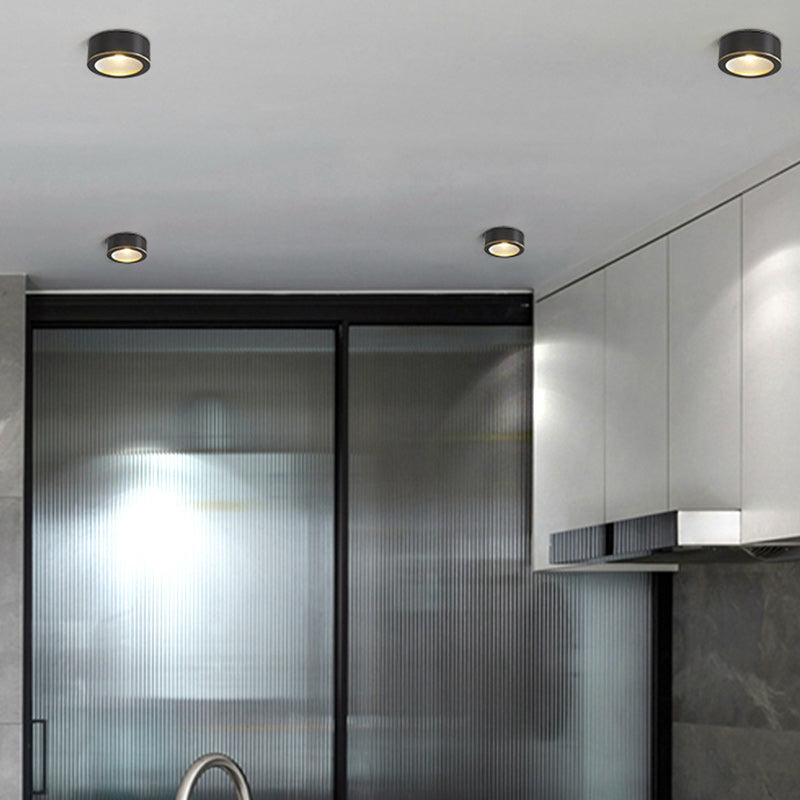 Modern Minimalist Round Full Copper Downlight LED Flush Mount Ceiling Light For Hallways