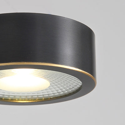 Modern Minimalist Round Full Copper Downlight LED Flush Mount Ceiling Light For Hallways