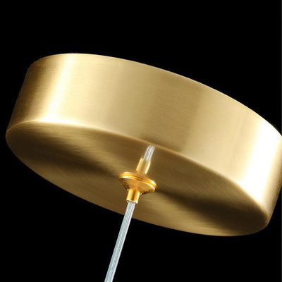 Modern Luxury Dome Water Drop Leaves Full Copper Crystal LED Pendant Light For Living Room