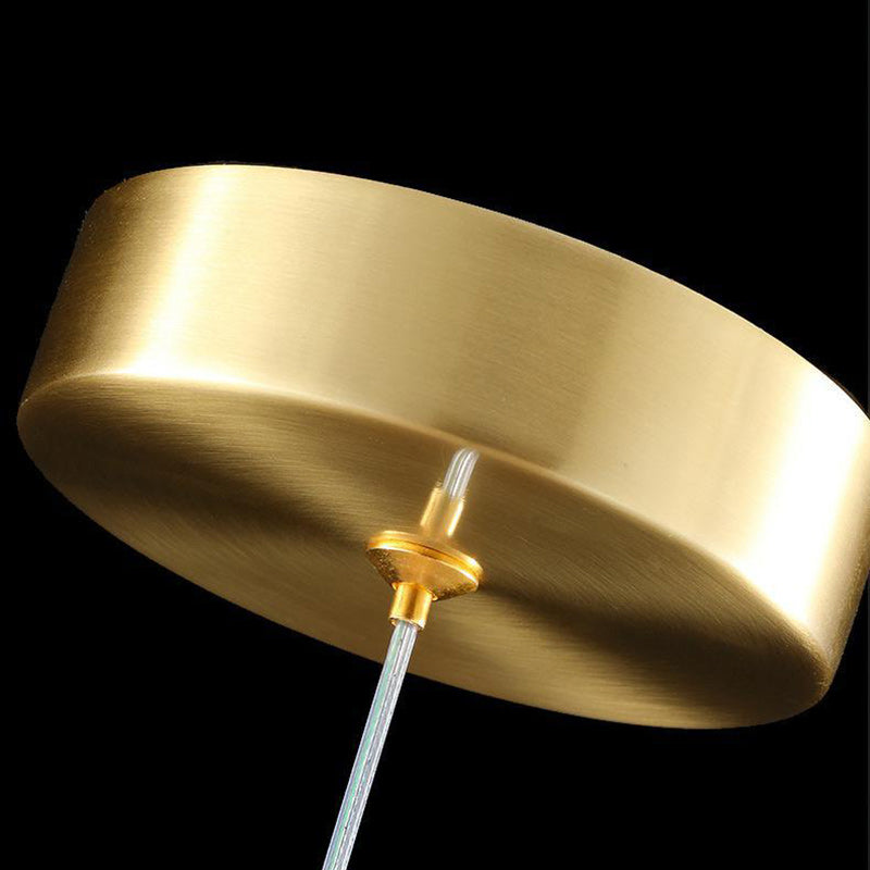 Modern Luxury Dome Water Drop Leaves Full Copper Crystal LED Pendant Light For Living Room