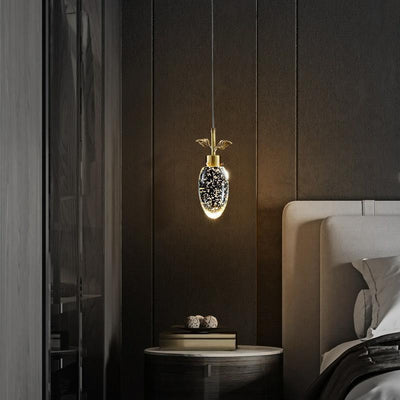 Modern Luxury Dome Water Drop Leaves Full Copper Crystal LED Pendant Light For Living Room