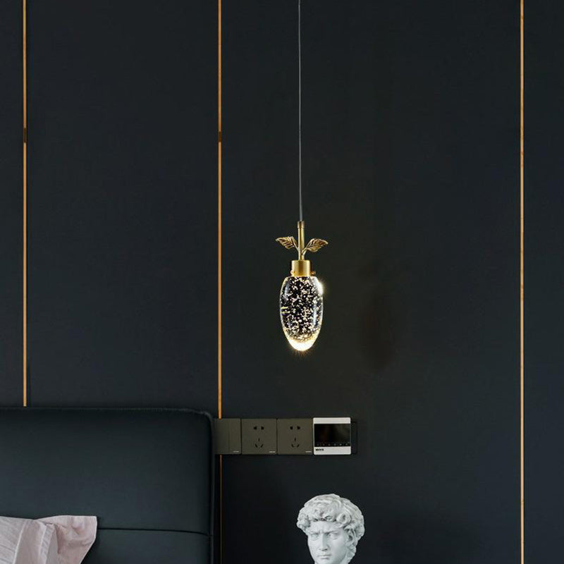 Modern Luxury Dome Water Drop Leaves Full Copper Crystal LED Pendant Light For Living Room