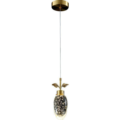 Modern Luxury Dome Water Drop Leaves Full Copper Crystal LED Pendant Light For Living Room