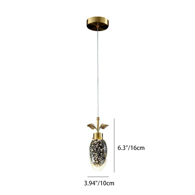 Modern Luxury Dome Water Drop Leaves Full Copper Crystal LED Pendant Light For Living Room