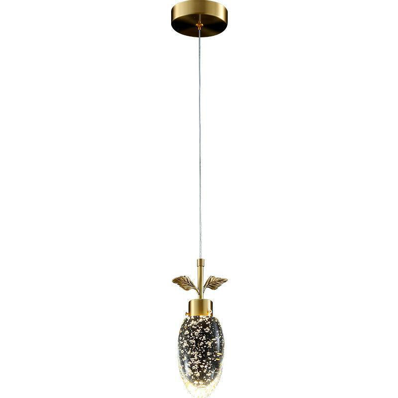 Modern Luxury Dome Water Drop Leaves Full Copper Crystal LED Pendant Light For Living Room