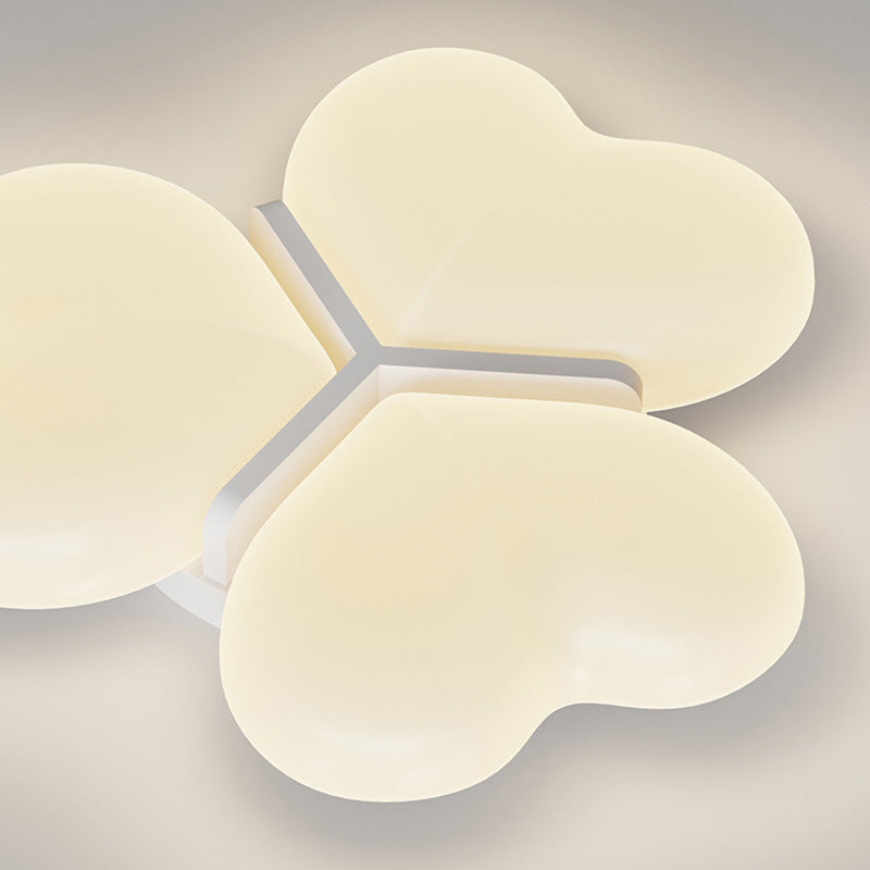 Contemporary Nordic Cream Three Love Hearts Acrylic Lampshade Iron LED Flush Mount Ceiling Light For Bedroom
