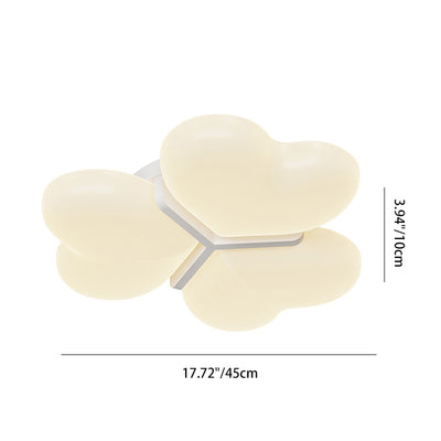 Contemporary Nordic Cream Three Love Hearts Acrylic Lampshade Iron LED Flush Mount Ceiling Light For Bedroom