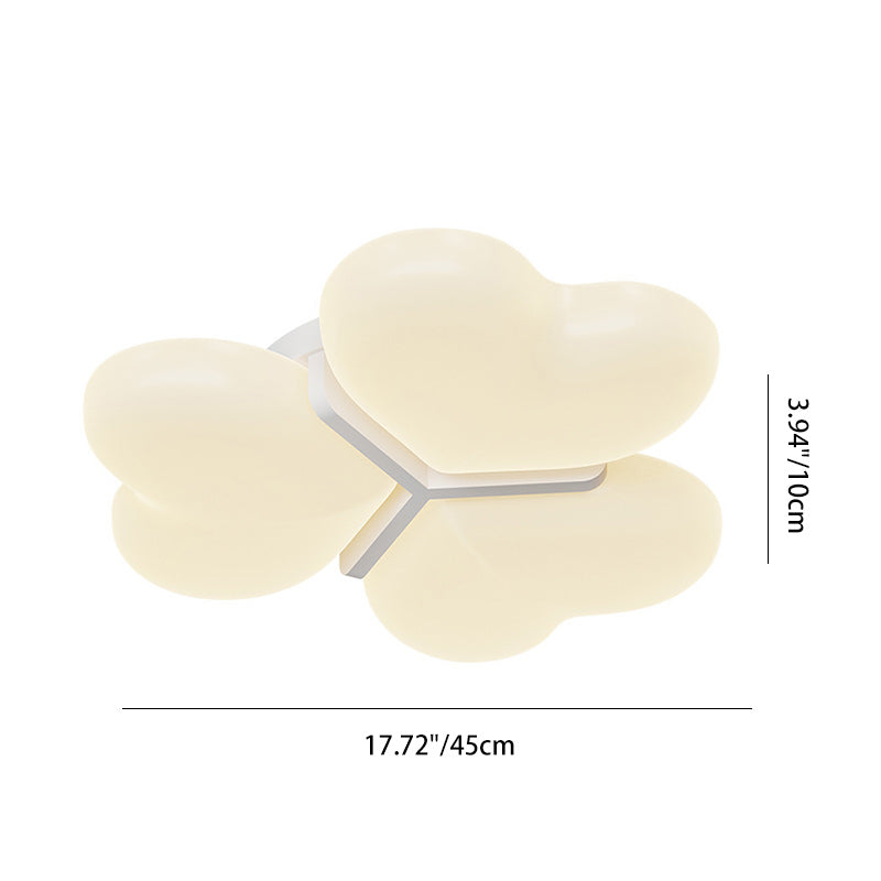 Contemporary Nordic Cream Three Love Hearts Acrylic Lampshade Iron LED Flush Mount Ceiling Light For Bedroom