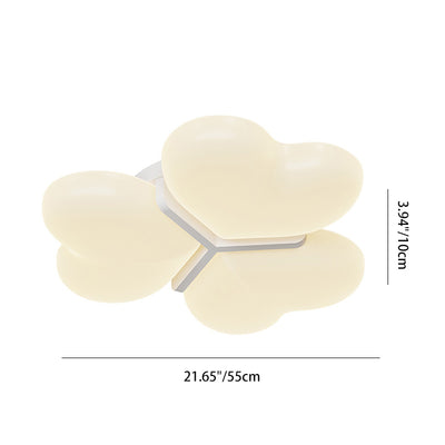 Contemporary Nordic Cream Three Love Hearts Acrylic Lampshade Iron LED Flush Mount Ceiling Light For Bedroom