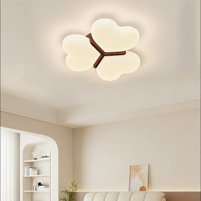 Contemporary Nordic Cream Three Love Hearts Acrylic Lampshade Iron LED Flush Mount Ceiling Light For Bedroom