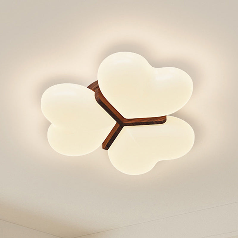 Contemporary Nordic Cream Three Love Hearts Acrylic Lampshade Iron LED Flush Mount Ceiling Light For Bedroom