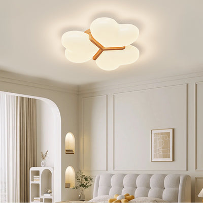 Contemporary Nordic Cream Three Love Hearts Acrylic Lampshade Iron LED Flush Mount Ceiling Light For Bedroom