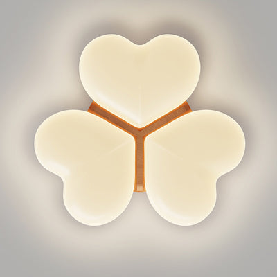 Contemporary Nordic Cream Three Love Hearts Acrylic Lampshade Iron LED Flush Mount Ceiling Light For Bedroom
